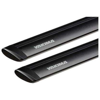 Two black Yakima JetStream roof rack bars shown from a top-down angle against a white background.
