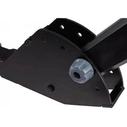 A close-up of the Yakima LongArm car rack system showing the gray adjustment knob and black metal construction against a white background.