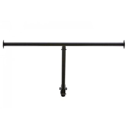 A black Yakima LongArm car rack system shown from a front angle against a white background.
