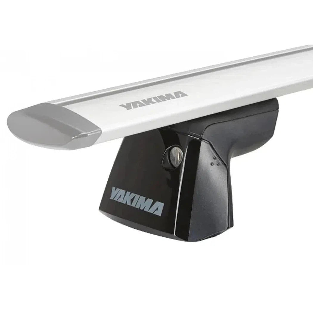 A close-up of the Yakima RidgeLine car rack system with the brand name visible on the silver and black components.