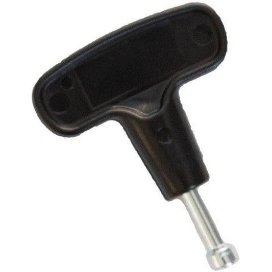 A black YakTrax Cleat Wrench with a metal tip is shown from a top-down angle against a white background.