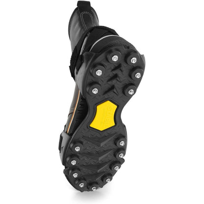 The YakTrax STABIL Max Cleat in Black/Yellow shows the cleated outsole from a bottom-up angle against a white background.